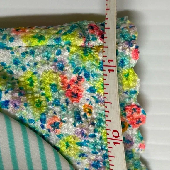 Victoria Secret Bikini Blue Stiped with Micro Floral Print Size Small - Picture 9 of 9